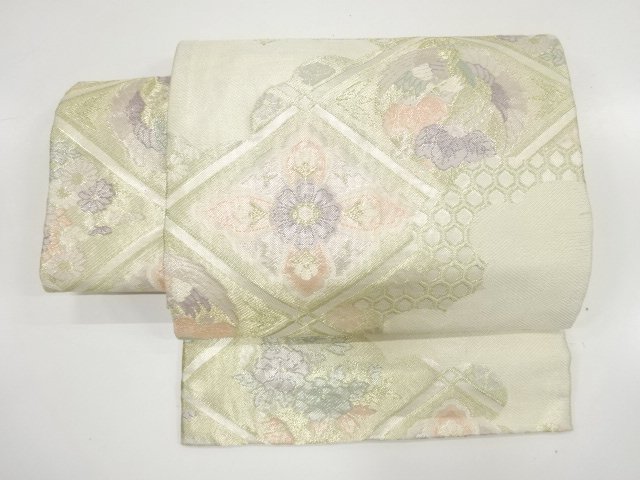 JAPANESE KIMONO / SAGA NISHIKI: DIAGONAL CHECKERED PATTERN / WOVEN- PH